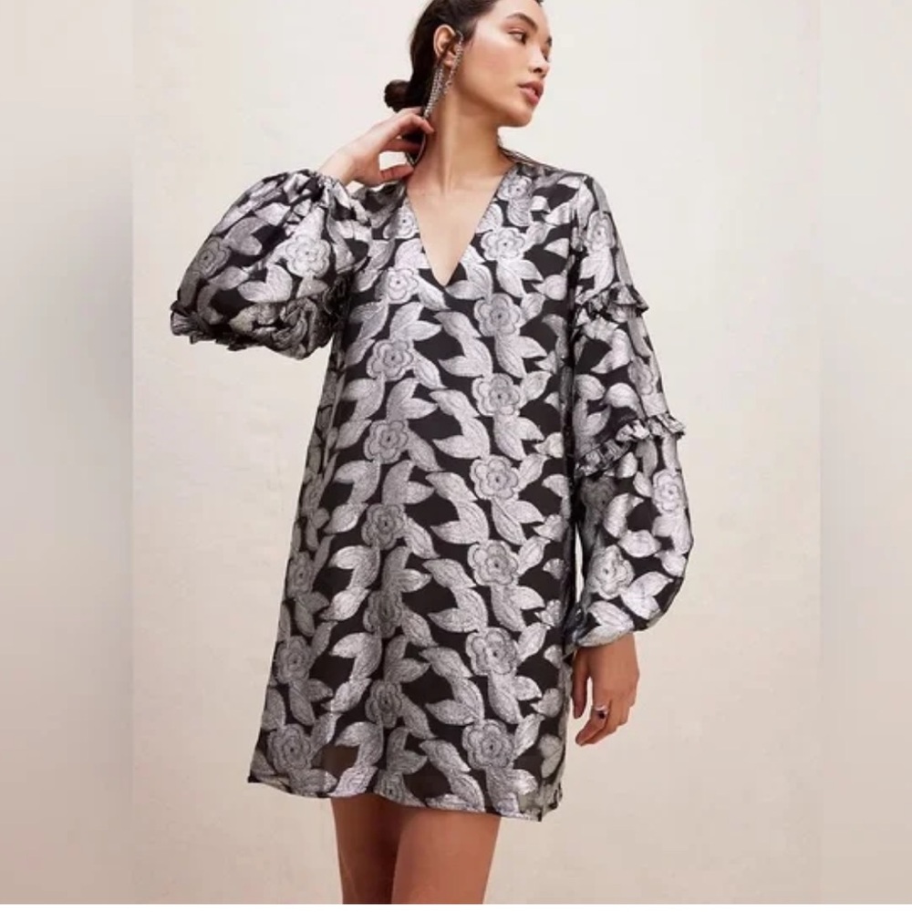 Jen's Pirate Booty/Free People Rising Star Metallic Puff Sleeve Mini Dress XS